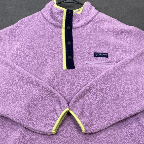 Columbia Womens Size M Lavender Fleece Pullover Snap Neck Sweater Cozy Outdoor - Picture 4 of 16